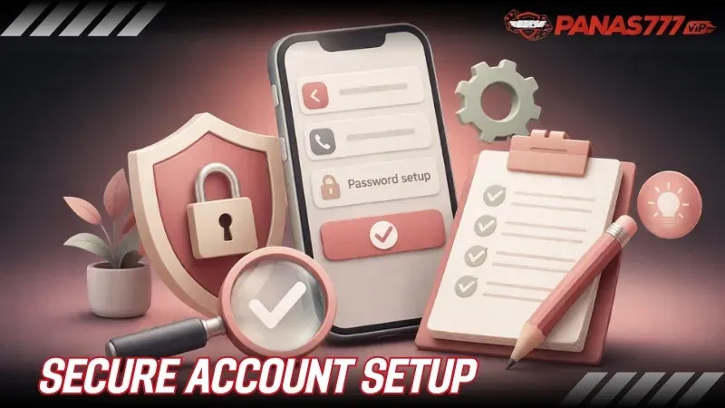 Panas777 secure account setup illustration